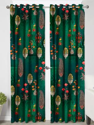 Dark GreenPolyester Digital Printed Curtains 3