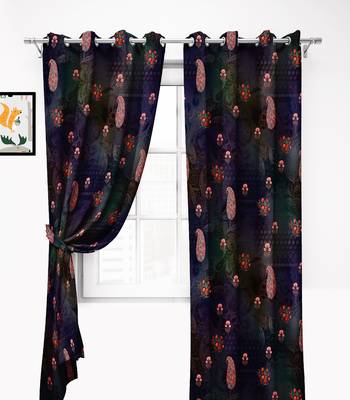 Dark Multi ColorPolyester Digital Printed Curtains 2