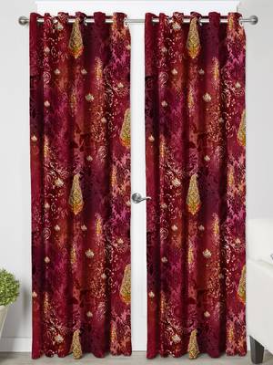 MaroonPolyester Digital Printed Curtains 3