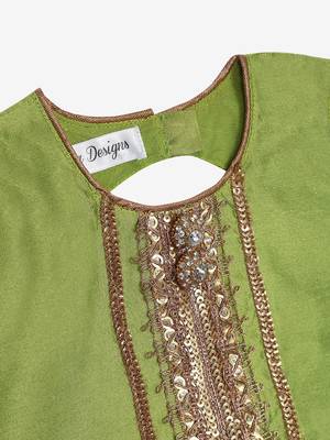 Saka Designs Neon Green And Magenta Lehenga Choli With Sequenced Work 4
