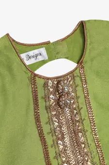 Saka Designs Neon Green And Magenta Lehenga Choli With Sequenced Work