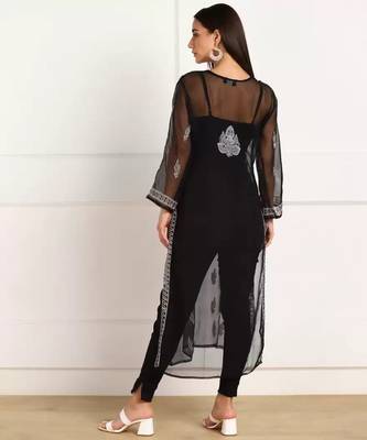 Black Georgette Lucknowi Kurti 3