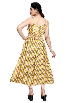 Yellow printed viscose rayon maxi-dresses 3