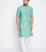 Green plain cotton men-kurtas