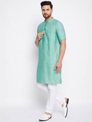 Green plain cotton men-kurtas 2