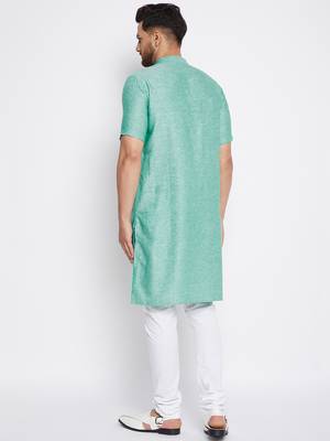 Green plain cotton men-kurtas 3