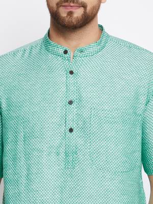 Green plain cotton men-kurtas 4