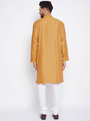 Yellow plain pure viscose men-kurtas 3