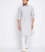Grey plain cotton men-kurtas