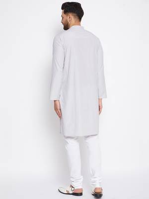 Grey plain cotton men-kurtas 3