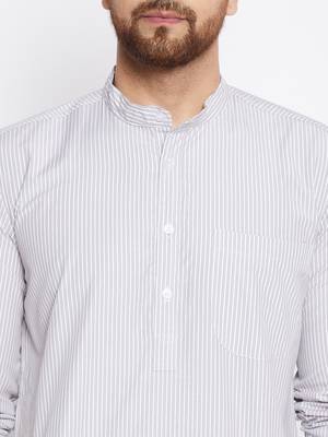 Grey plain cotton men-kurtas 4