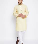 Yellow plain cotton men-kurtas