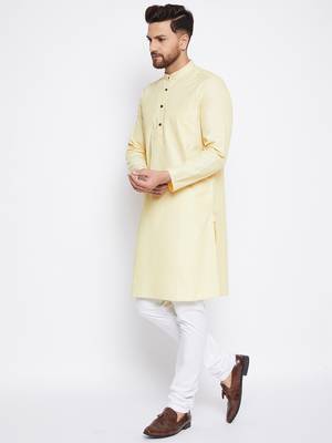 Yellow plain cotton men-kurtas 2