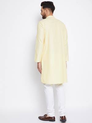 Yellow plain cotton men-kurtas 3