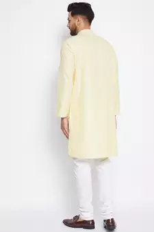 Yellow plain cotton men-kurtas