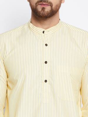 Yellow plain cotton men-kurtas 4