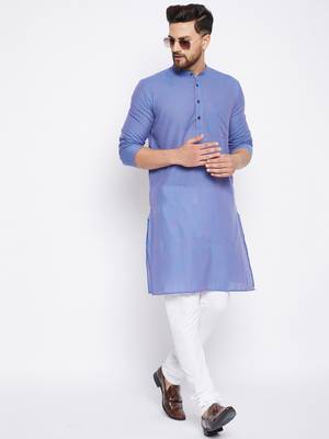 Blue plain cotton men-kurtas 2