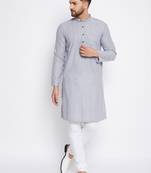 Grey plain cotton men-kurtas