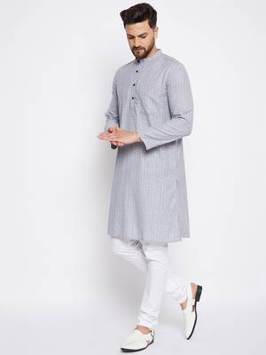 Grey plain cotton men-kurtas 2