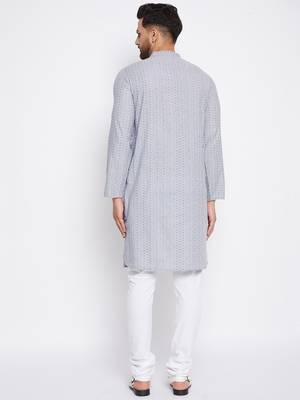 Grey plain cotton men-kurtas 3