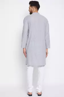 Grey plain cotton men-kurtas