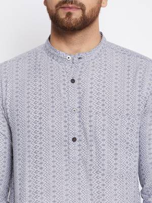 Grey plain cotton men-kurtas 4