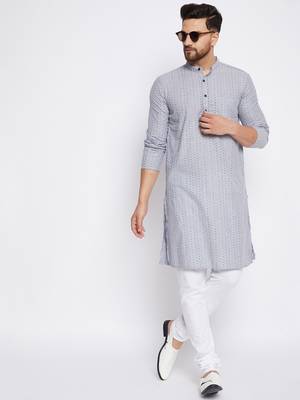 Grey plain cotton men-kurtas 5