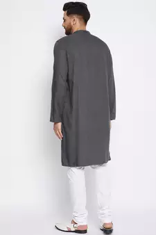 Grey plain cotton men-kurtas