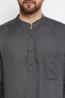 Grey plain cotton men-kurtas