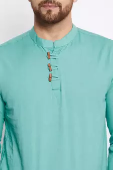 Blue plain cotton men-kurtas