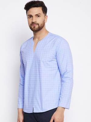 Blue plain cotton men-kurtas 2