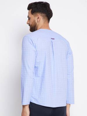 Blue plain cotton men-kurtas 3