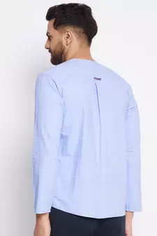 Blue plain cotton men-kurtas