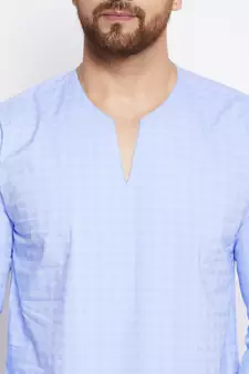 Blue plain cotton men-kurtas