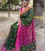 Awesome Ball Buta  Khadi Cotton Handloom Saree with Running Blouse Piece