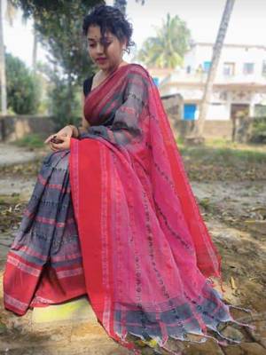 Beautiful Khadi Cotton Handloom Strip Aam Kolka 1