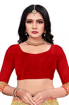 Women's Bandhani Chiffon Saree With Blouse Piece Orange & Maroon