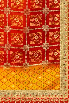 Women's Bandhani Chiffon Saree With Blouse Piece Yellow