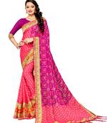 Women's Bandhani Chiffon Saree With Blouse Piece Pink