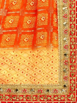 Women's Bandhani Chiffon Saree With Blouse Piece Light Yellow 4