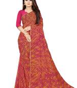 Women's Striped Bandhani Georgette Saree Purple