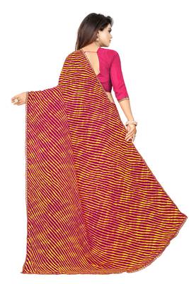 Women's Striped Bandhani Georgette Saree Purple 3