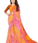 Women's Striped Bandhani Georgette Saree Multicolor