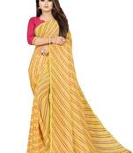 Women's Striped Bandhani Georgette Saree Beige