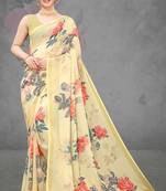 Multicolor Digital Print Weightless Georgette Saree with Blouse Piece