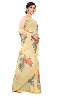 Multicolor Digital Print Weightless Georgette Saree with Blouse Piece 3