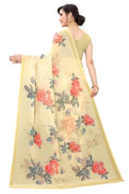 Multicolor Digital Print Weightless Georgette Saree with Blouse Piece 4