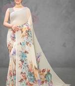 Multicolor Digital Print Weightless Georgette Saree with Blouse Piece