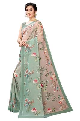 Multicolor Digital Print Weightless Georgette Saree with Blouse Piece 2