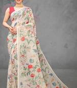Multicolor Digital Print Weightless Georgette Saree with Blouse Piece